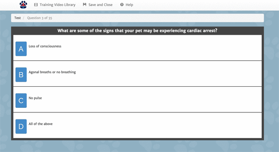 Animated image showing pet first aid test remediation process